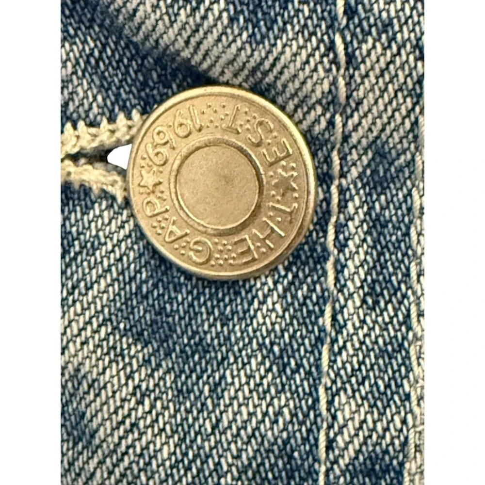 Vintage Gap 1969 Embroidered Denim Jacket girl Blue Floral Bee Jean Coat